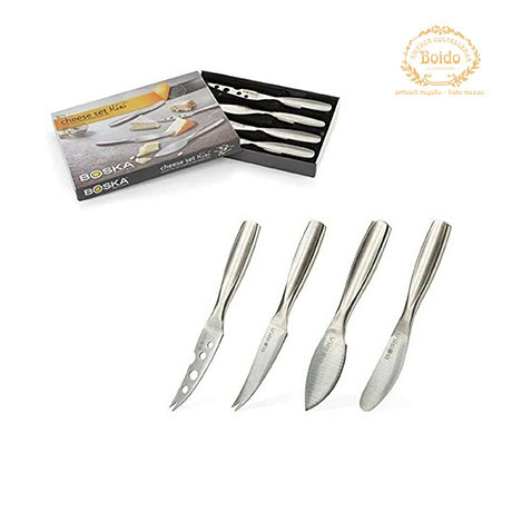 Set 4 mini coltelli in acciaio per formaggi Boska